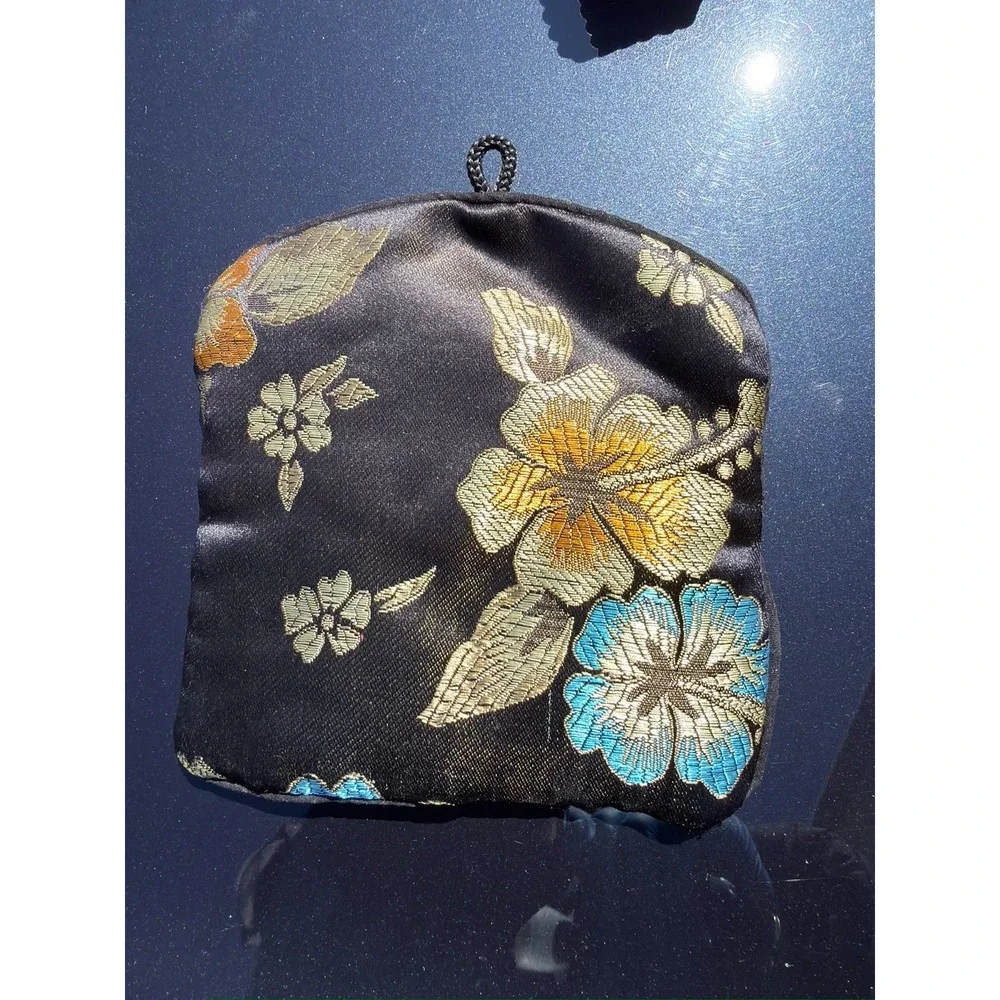 Honora Collection Floral Silk Jewelry Travel Pouch Zip & Drawstring